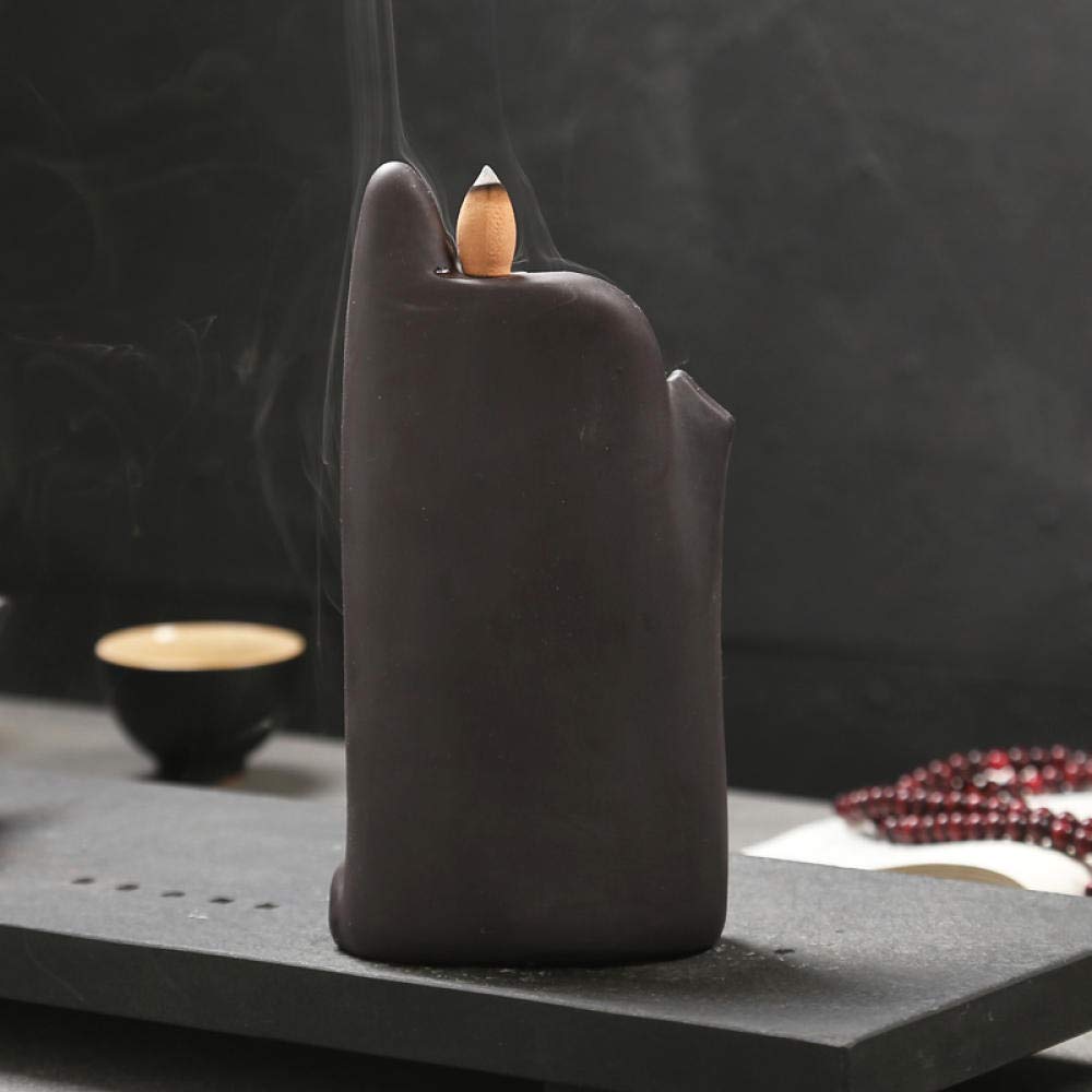 Backflow Incense Burner Bruciatore Di Incenso A Riflusso In Ceramica Porta Incenso Decorazione Della Casa Ornamenti Per La Casa Da Tè In Ceramica Rossa-Un Cono Di Incenso Da + 100 Pezzi_Gelsomino