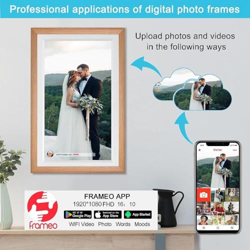 Image of Miracle DIGITAL15.6 Inch Digital Photo Frame, Digital Picture Frame WiFi with 32GB, 1920 * 1080 Touch Screen, Tabletop&Wall-Mounted,Birthday,Wedding,Gifts for Men /Women /Father /Mom /Grandparents