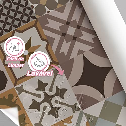 Papel de Parede Lavável Vidrado Português Marrom Sala Cozinha Area externa 3m