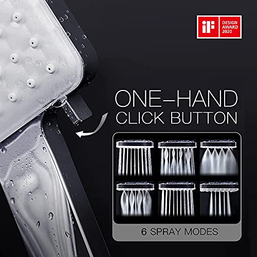 High Pressure Shower Head With Handheld - Modern Square Handheld Shower Heads - 6 Settings Detachable Shower Head With Hose, Change Settings Much Easier Than The Twist Ones, Shower Accessories, Chrome #TOP1