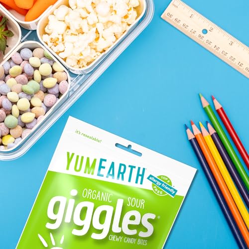 Image of YumEarth Organic Sour Giggles Chewy Candy, 0.5oz Snack Packs (Pack of 120)