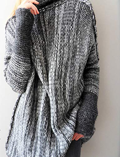 Suéter feminino de inverno, solto, grosso, gola rolê, manga comprida, cor lisa, pulôver, suéter, cas