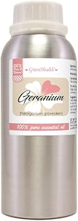 Geranium Essential Oil – 8 fl oz (237 ml) Aluminum Bottle w/Plug Cap – 100% Pure & Natural, Undiluted – GreenHealth Aromatherapy Oil for Diffuser, Candle Making, Soap, DIY