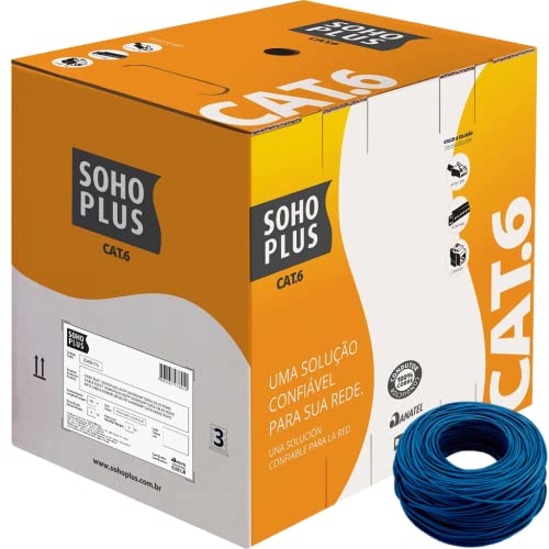Caixa De Cabo De Rede Cat6 SohoPlus Furukawa 100% Cobre Utp 305 Metros Com NF (Azul)