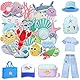 Calkkrer 22 Stück Set Süße Qualle und Wal Bügelflicken, Marine Cartoon Stickerei Aufnäher, sommerliche Dekoration für Kleidung, Jacken, Jeans, Taschen, Hüte, Schuhe