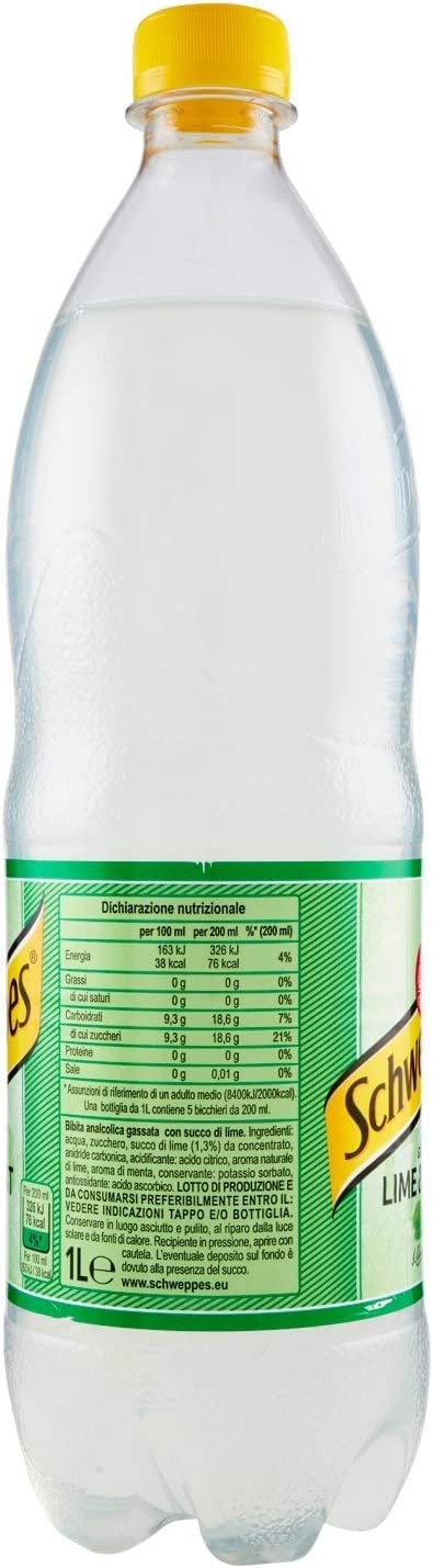 Schweppes Lime & Mint Bebidas carbonatadas con zumo de lima PET 1 Lt