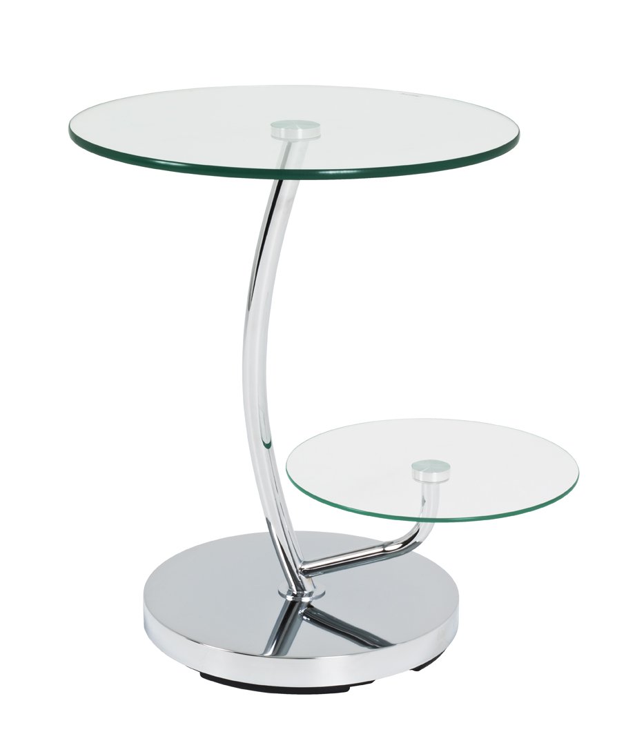 HAKU Bijzettafel chroom, Metaal, veiligheidsglas - Maat: H 55 cm x 45 cm, Stijl: Modern