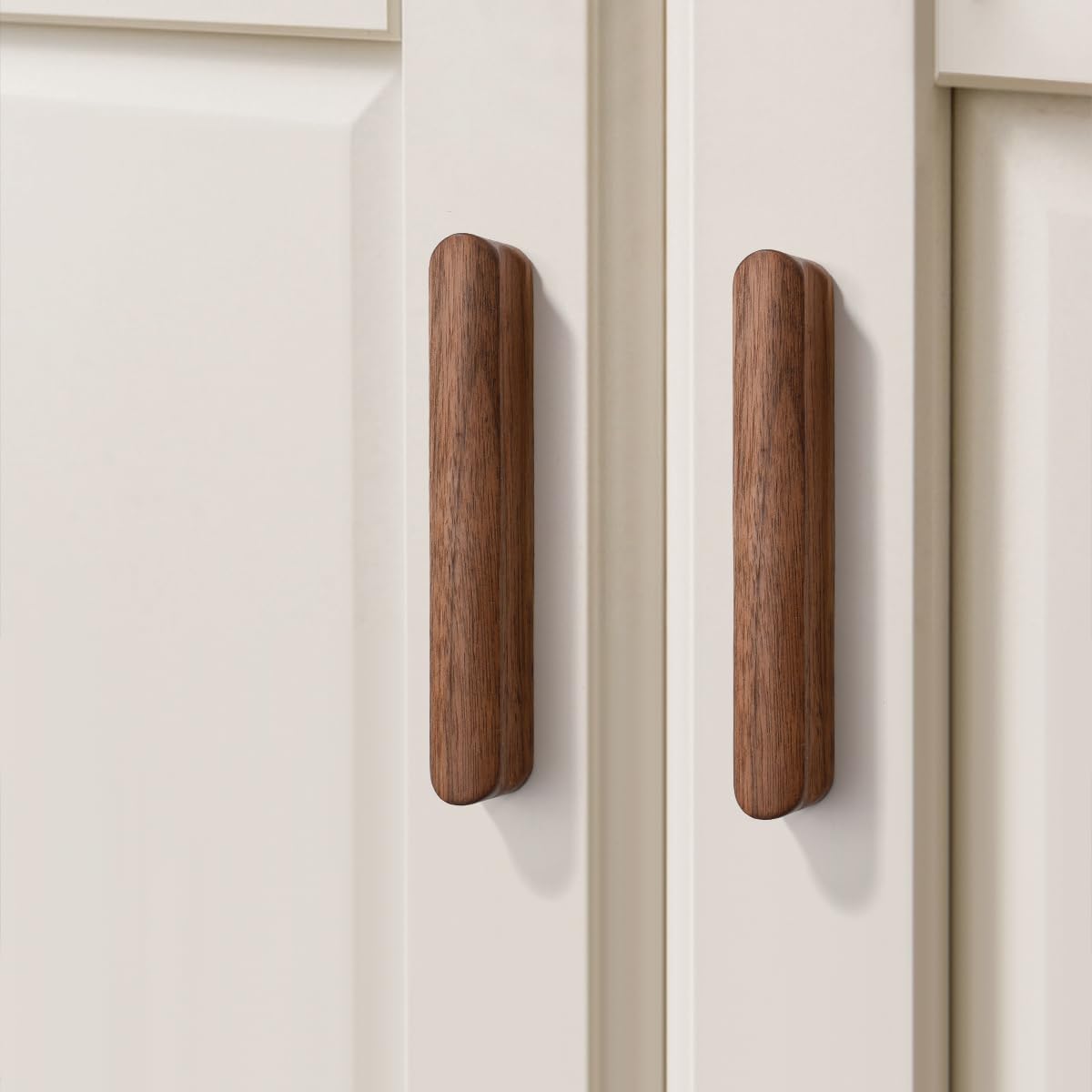 10 Pack Walnut Wood Rounded Edge 3.78 Inch (96mm) Wood Kitchen Pulls Cabinets Furniture Pull for Dresser Wardrobe Cupboard Drawer Knobs