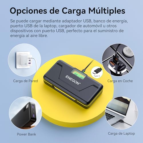 ENEGON LP-E6/LP-E6N - Cargador rápido de Almacenamiento Doble (2 x 3000 mAh) Compatible con Canon EOS 5D, EOS 5D Mark II,EOS 6D, 7D, 60D, 70D, 80D, 90D, XC10, XC15, Pantalla LCD - imagen 6
