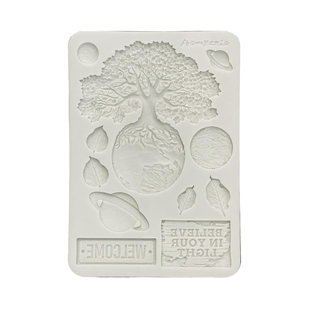 Stamperia - Silicon Mould A5 for Scrapbooks, Bullet Journals and More, Non-Stick Surface, Suitable for Air-Dry Clay, Resin and More, Perfect for Crafts and Gifting (A New Beginning, Planets)