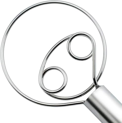 Miniatura 7 de Batidor de masa danés de acero inoxidable de grado alimenticio, batidor holandés para hacer pan, batidora de mano, batidora de mano con gancho para