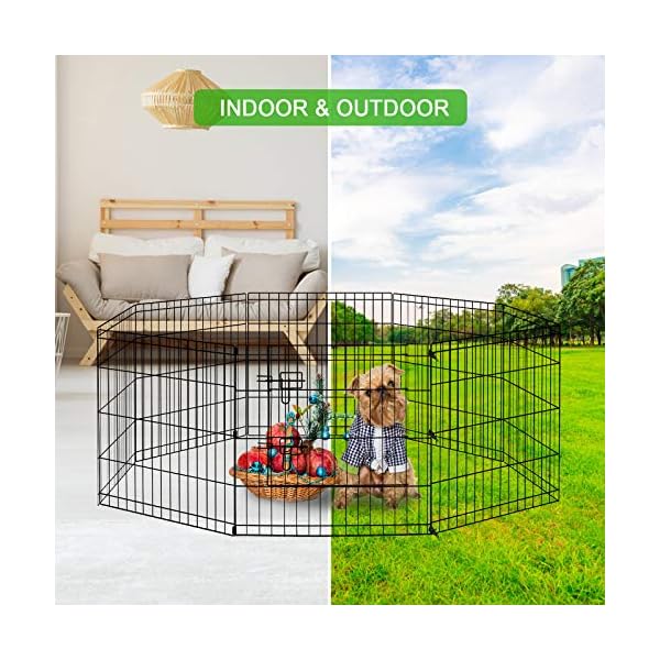Pet-Dog-Playpen-Foldable-Puppy-Exercise-Pen-Metal-Portable-Yard-Fence-for-Small-Dog-Travel-Camping-8-Panel-24-24-24x24 Foldable Puppy Exercise Pen