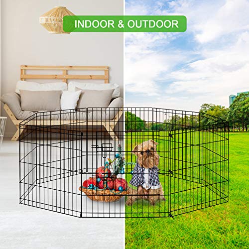 Pet Dog Playpen Foldable Puppy Exercise Pen Metal Portable Yard Fence for Small Dog & Travel Camping 8 Panel-24& 24… - Image 7