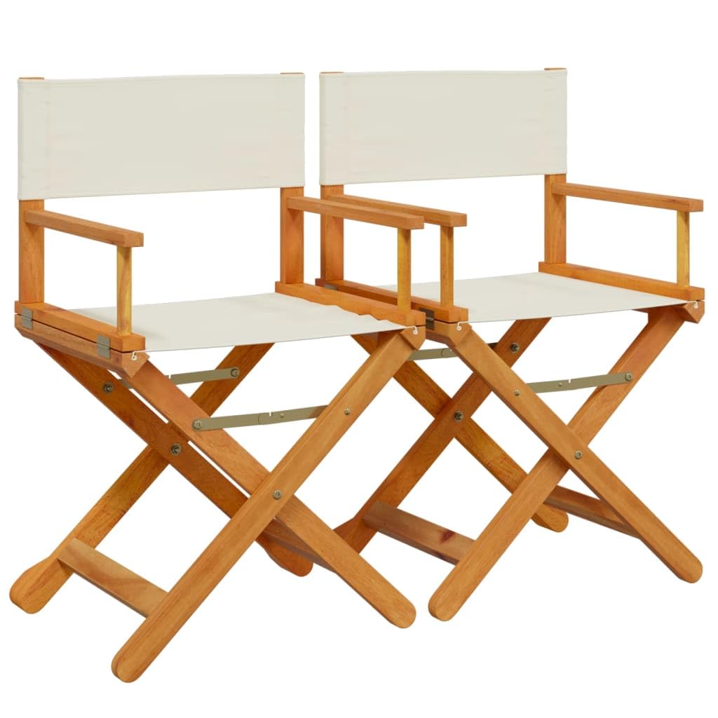 vidaXL Chaises de réalisateur Pliables Lot de 2 Blanc crème Tissu, Chaise de metteur en scène Pliante, Chaise de metteur en scène de Camping, Chaise de metteur en scène Pliable
