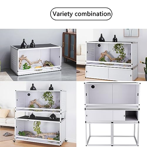 PVC Reptile Enclosure 120 Gallon ToxiRium Large Reptile Terrarium 48''x24''x24 Tank for Bearded Dragon Gecko Lizard Snake,Wide Breeding Lounge Vivarium Area with Sliding Doors Lock