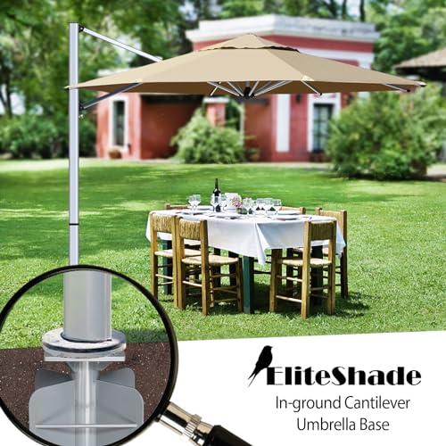 EliteShade USA Rustproof & Windproof Heavy Duty In-ground Umbrella Base Stand, Anchor Holder for Both Cantilever & Straight Middle Pole Patio Umbrellas, Commercial Grade Stainless Steel Ground Socket by EliteShade - Used condition - Image 4