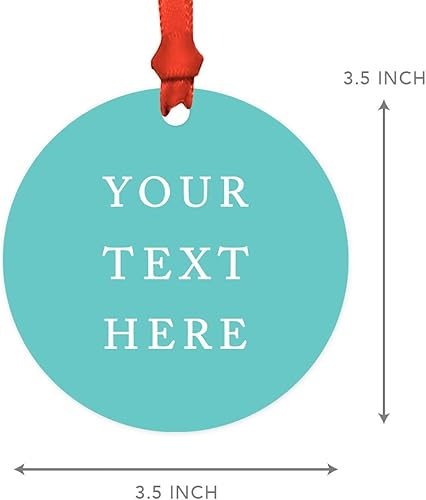 Miniatura 5 de Andaz Press Adorno de Navidad redondo de metal totalmente personalizado, tu texto o logotipo aquí, 1 paquete, incluye cinta y bolsa de regalo,