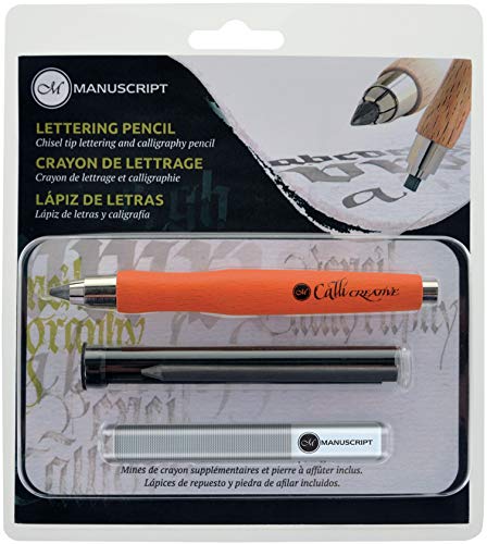 Lápiz manuscrito de letras naranjas  8 piezas  Lápiz de embrague, selección de minas de grafito y archivo de afilado  ideal para caligrafía, letras de mano, bosquejo e ilustración.