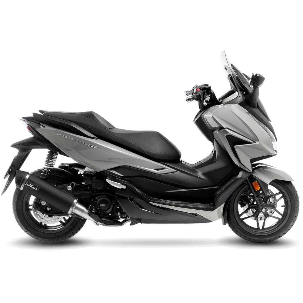 Endschalldämpfer LeoVince SLIP-ON NERO mit Katalysator & Zulassung, Edelstahl schwarz, Carbon Kappe für Honda Forza 350