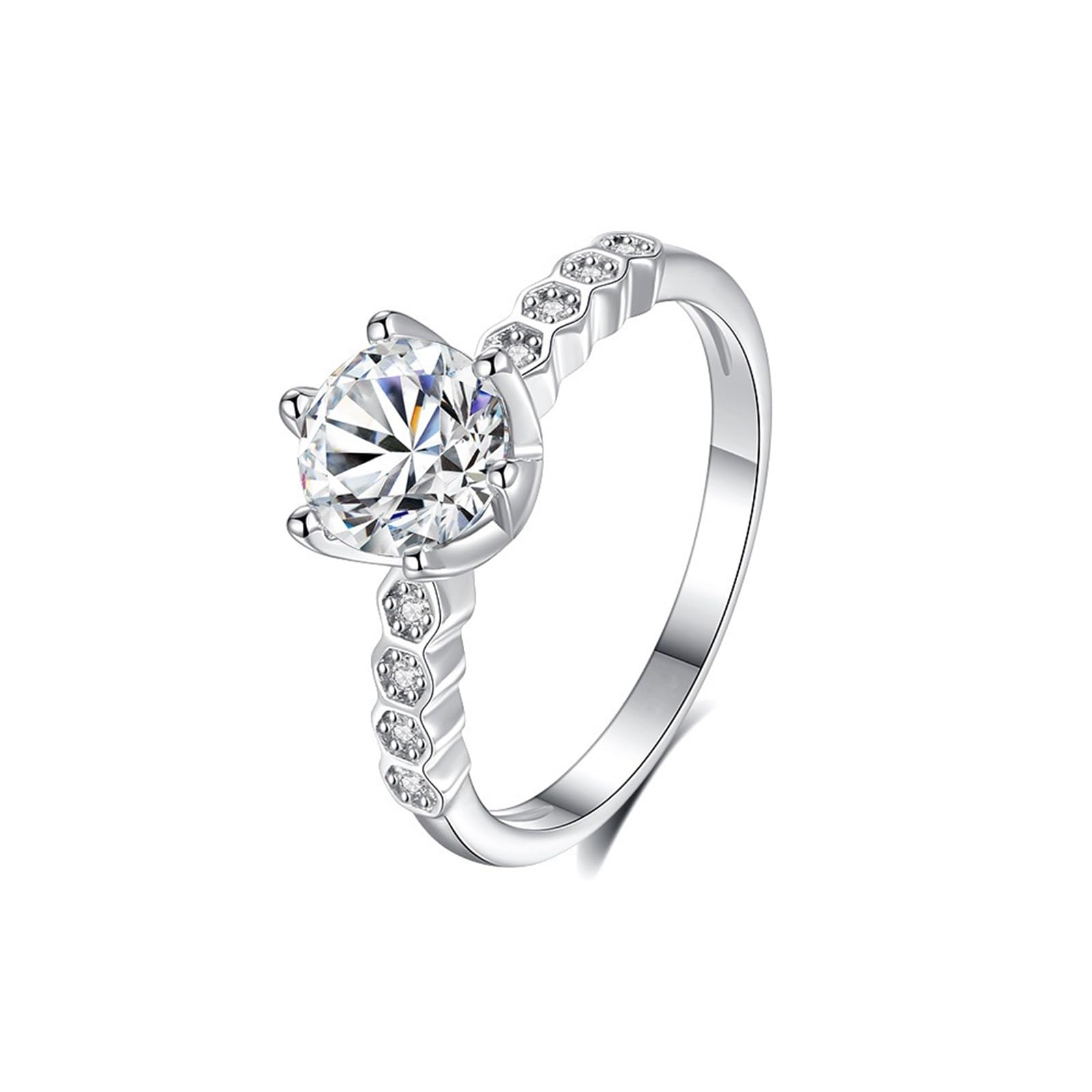 Anillo de compromiso para mujer, oro blanco, elegante, con moissanite de 1 ct, oro auténtico, solitario