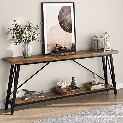 Image of TEKAVO Engineered Wood Console Tables for Living Room | Entryway Table | 120 Cm Long | Rustic Color | Long Narrow Hallway Table /DIY