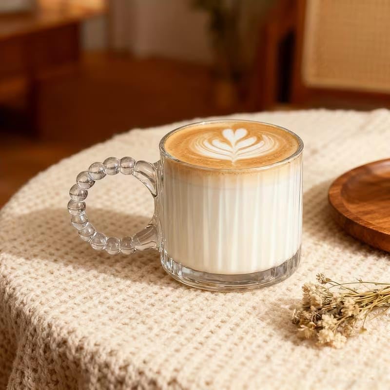 Image of MULTI ZONE 200 ML Crystal Clear Toughened Glass Tea Cup with Convenient Solid Handle Cups, Espresso Mug Set for Tea, Coffee, Hot /Cold Drinks (ZB-5960-C)