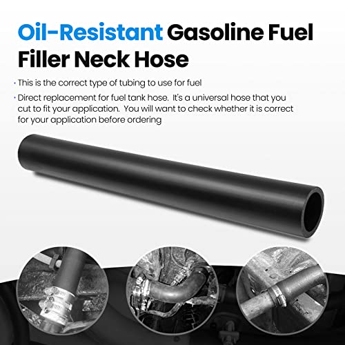 Image of Gasoline Fuel Filler Neck Hose with 4 Hose Clamps,2.5 inches Inside Diameter Fuel Hose, Reinforced Gas tank filler hose (straight, 2.5 inch ID 15 7 /8 inch Long)