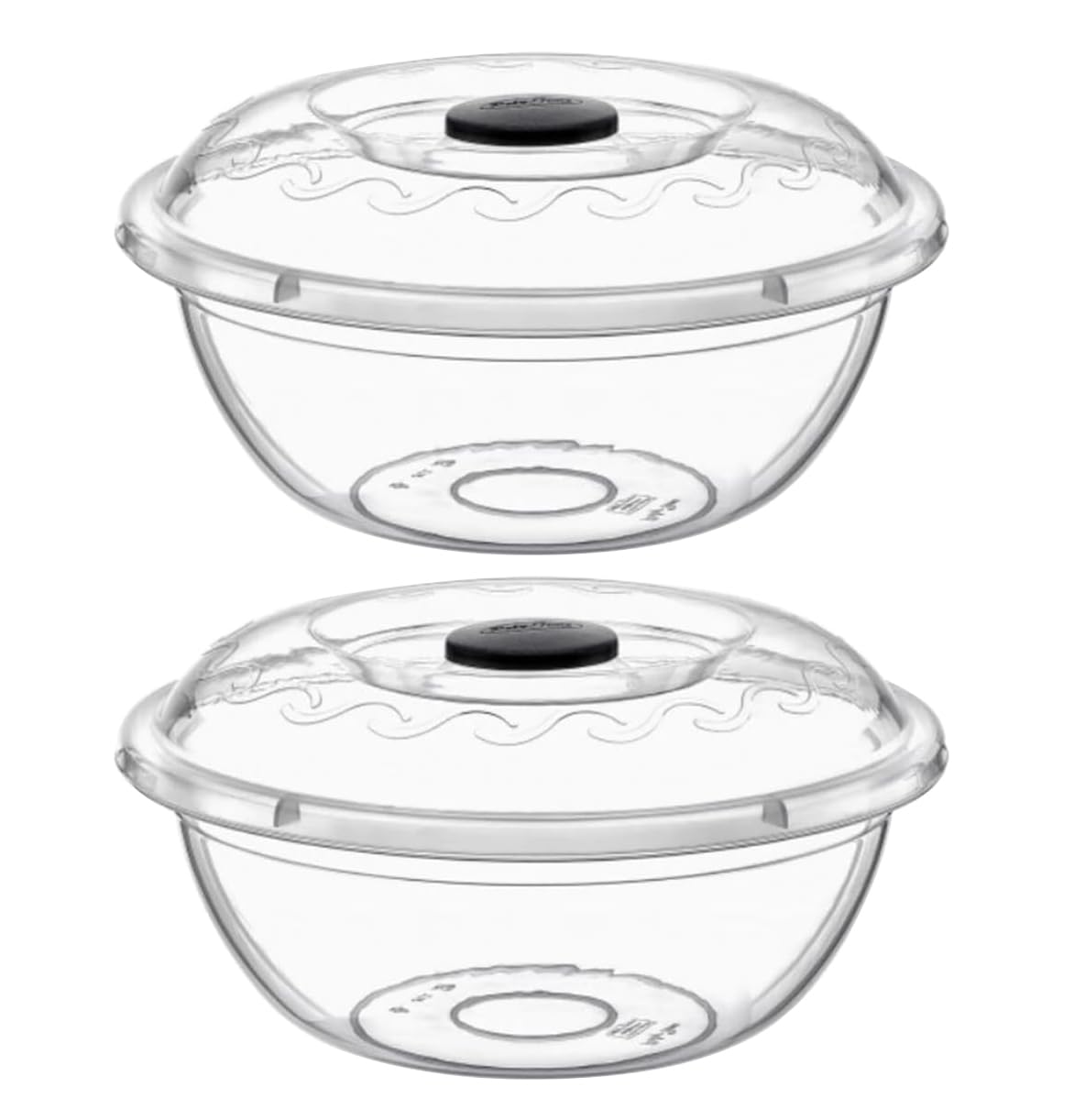 Best House | Clear Round Basin Bowl with Lids | 10 Litres | 2 Pcs | Transparent | Salad Bowls | Plastic Food Storage Container With Lids (Pack of 2)