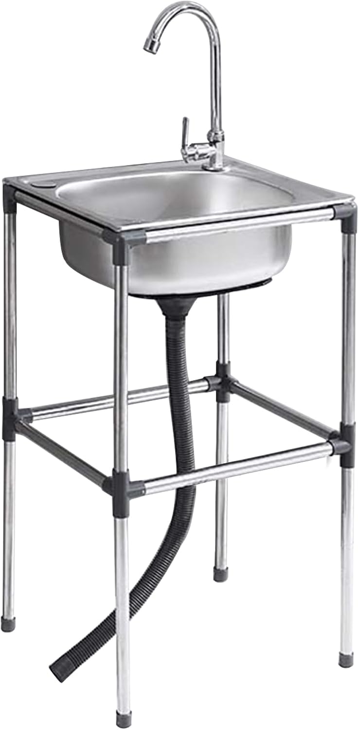 Commercial Kitchen Sink with Tap for Indoor Outdoor Laundry Room Garden