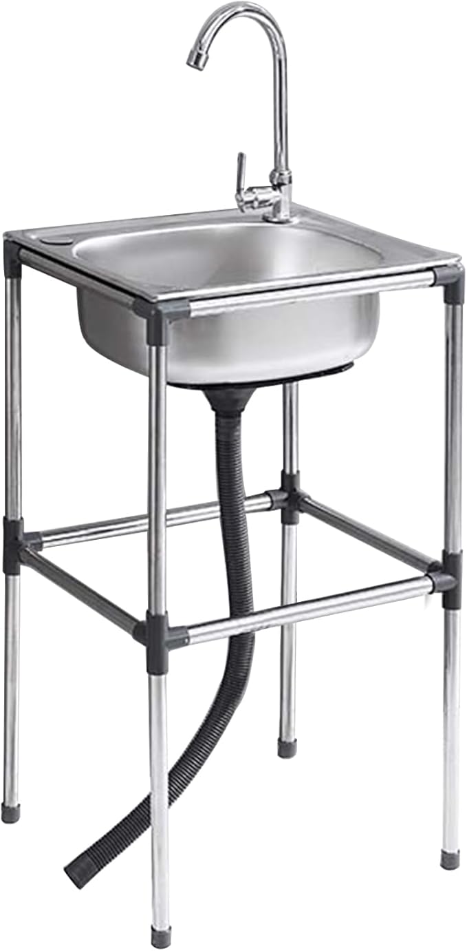 Commercial Kitchen Sink with Tap for Indoor Outdoor Laundry Room Garden