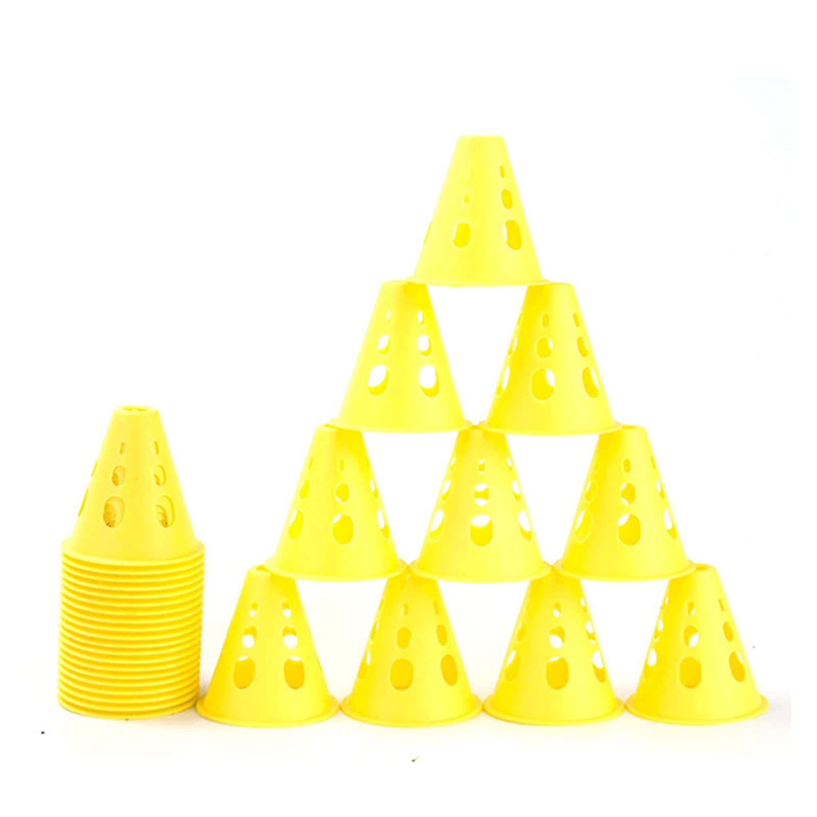 Agility Training Cone Soft Plastic Training Cone, Children's Football Roller Skating Agility Training Cone, Multifunctional Auxiliary Marking Cone (Color : Yellow, Size : 100pcs)