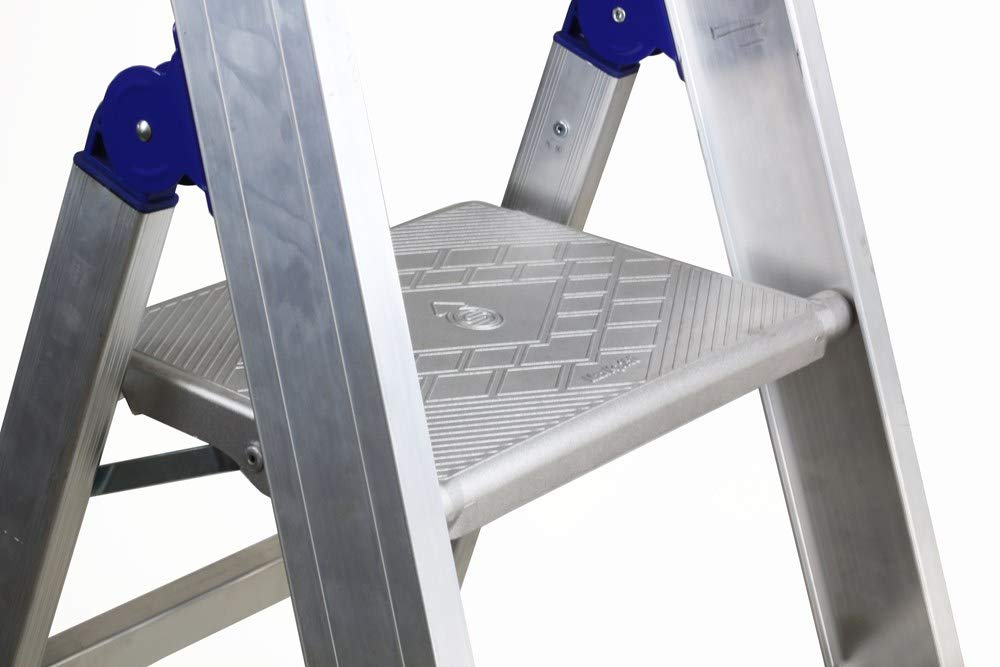 Svelt Scala Professionale in Alluminio con Piattaforma, Corrimani e Parapetto – 4 Ruote Autobloccanti e Gradini Antisdrucciolo (6 Gradini)