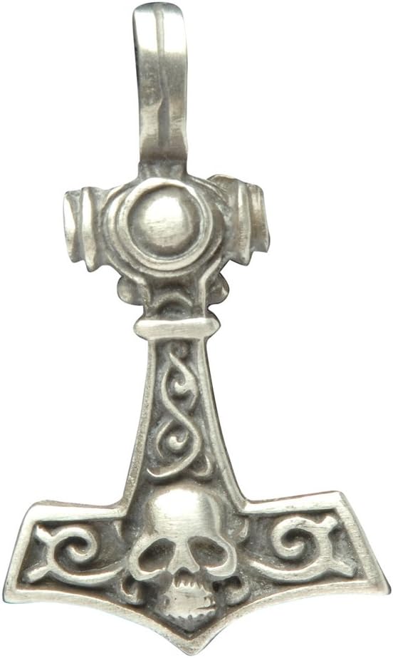 Zoelibat 97208341.112 – Thors Hammer Pendant Gothic Punk Skull and Crossbones, 4 X 3 Cm