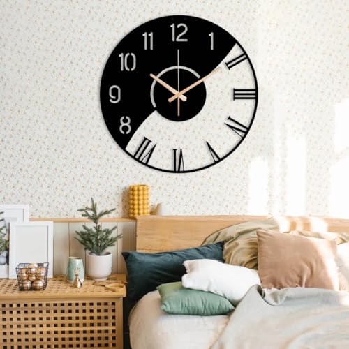 Image of Stylish Metal Analog Wall Clock for Living Room, Bedroom, Office, Kitchen, Home and Hall | Antique Fancy Big Size Modern Wall Watch for Home Decor (DA-179, 60CM)