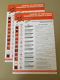 Pack of 2 COSHH STICKERS (200mm x 300mm) Self Adhesive Vinyl The clearest Coshh Cupboard Safety Sign. Health and safety signs
