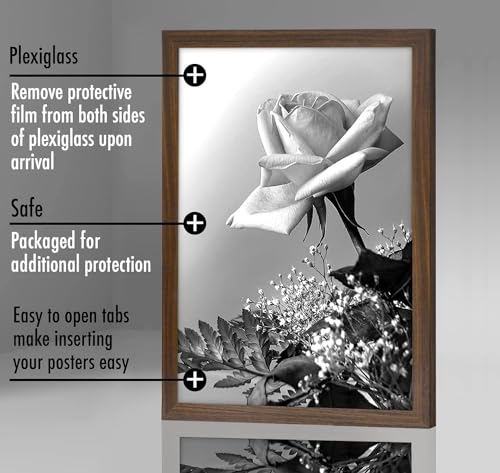 Americanflat 12x18 Poster Frame with Polished Plexiglass - Wide Picture Frames Made of Engineered Wood for Vertical or Horizontal Wall Display - Epic Collection - Mahogany