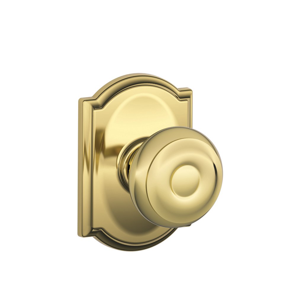 SCHLAGEF10 GEO 505 CAM Camelot Collection Georgian Passage Knob, Bright Brass