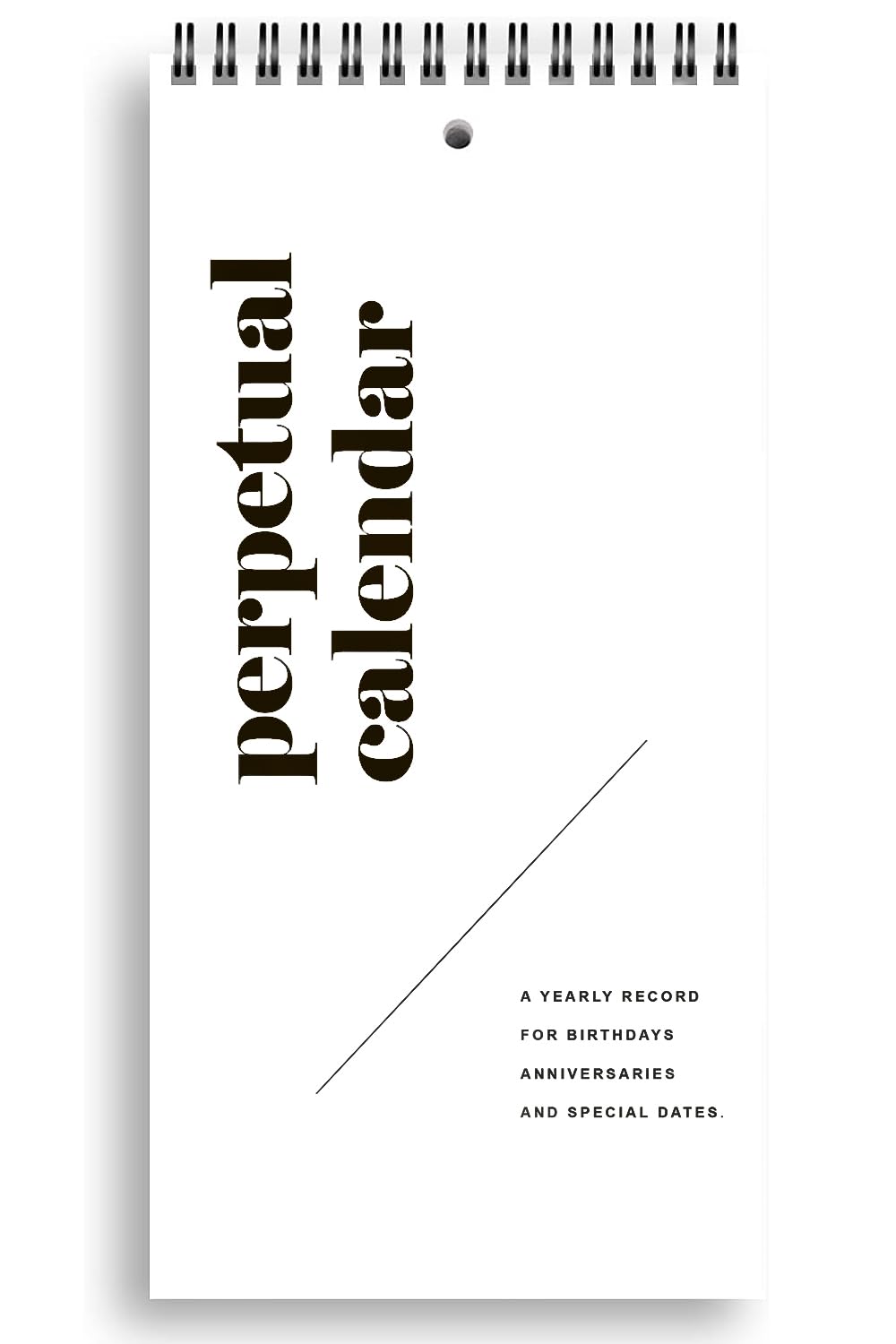 Perpetual Calendar, 5" x 10" Minimalist Special Event Reminder Calendar Book, Sprial Monthly and Daily Wall Hanging Organizer for Important Dates, Birthdays, Anniversaries (Black)