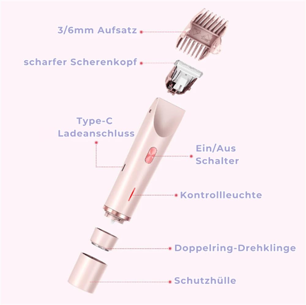 Pelvora Trimmer, 2 en 1 Afeitadora íntima para mujeres, maquinilla de afeitar íntima para mujer, resistente al agua, eléctrica para mujer, perfecta para zona del bikini, piernas y axilas (morado)