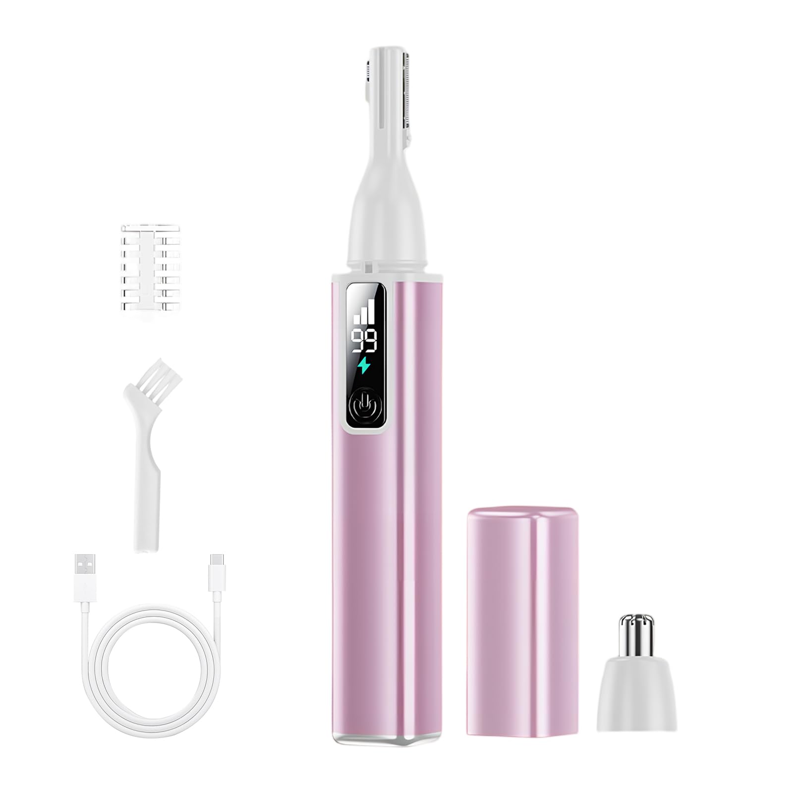 Colexy Augenbrauen Trimmer Damen, 2 in 1 Elektrischer Gesichtsrasierer Augenbrauenrasierer Wiederaufladbarer Nasenhaartrimmer, Tragbarer Präzisionstrimmer für Frauen Körper und Gesicht (Rosa)