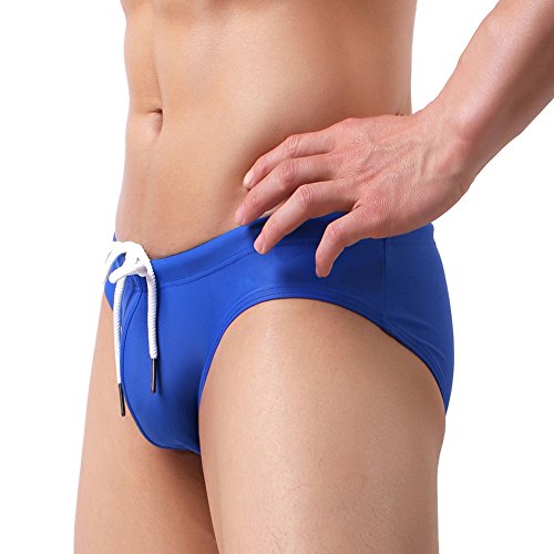 Summer Code Mens Solid Swim Briefs Drawstring Bikini Sport Swimsuit Sky Blue #TOP3