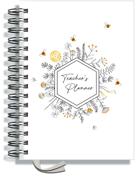 Teacher Planner 2026-2027 A5 size by Pirongs | 5 Lesson Planner for Teachers | Page a day | Undated, Hardback, Wiro-bound Teachers Planner - Bee — image 1