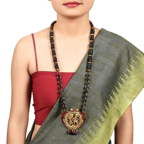Image of AAKRITI ART CREATIONS Handcrafted Tribal & Wooden Necklace Collection | Dhokra, Ethnic, Brass & Artistic Designs | Royal, Boho & Nomadic-Inspired Statement Jewelry for Women