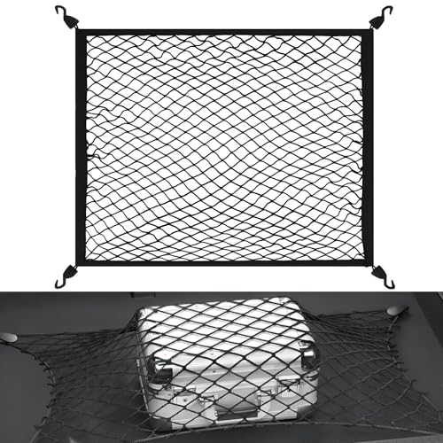 Cargo Net Car Boot Net Luggage Net 80 x 60 cm Extends to 200 x 110 cm Adjustable Elastic Car Boot Mesh with 4 Hooks Universal Storage Mesh Single layer Luggage Fixed Organizer for Vehicle Van SUV