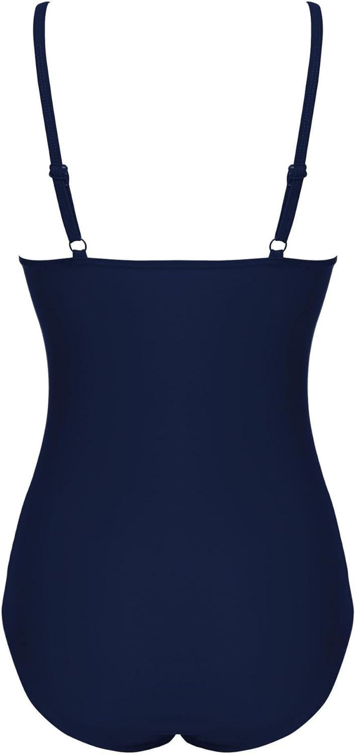 Ekouaer Women's One Piece Swimsuit Ruched Tummy Control Bathing Suits Vintage Retro Push Up Swimwear - Image 5