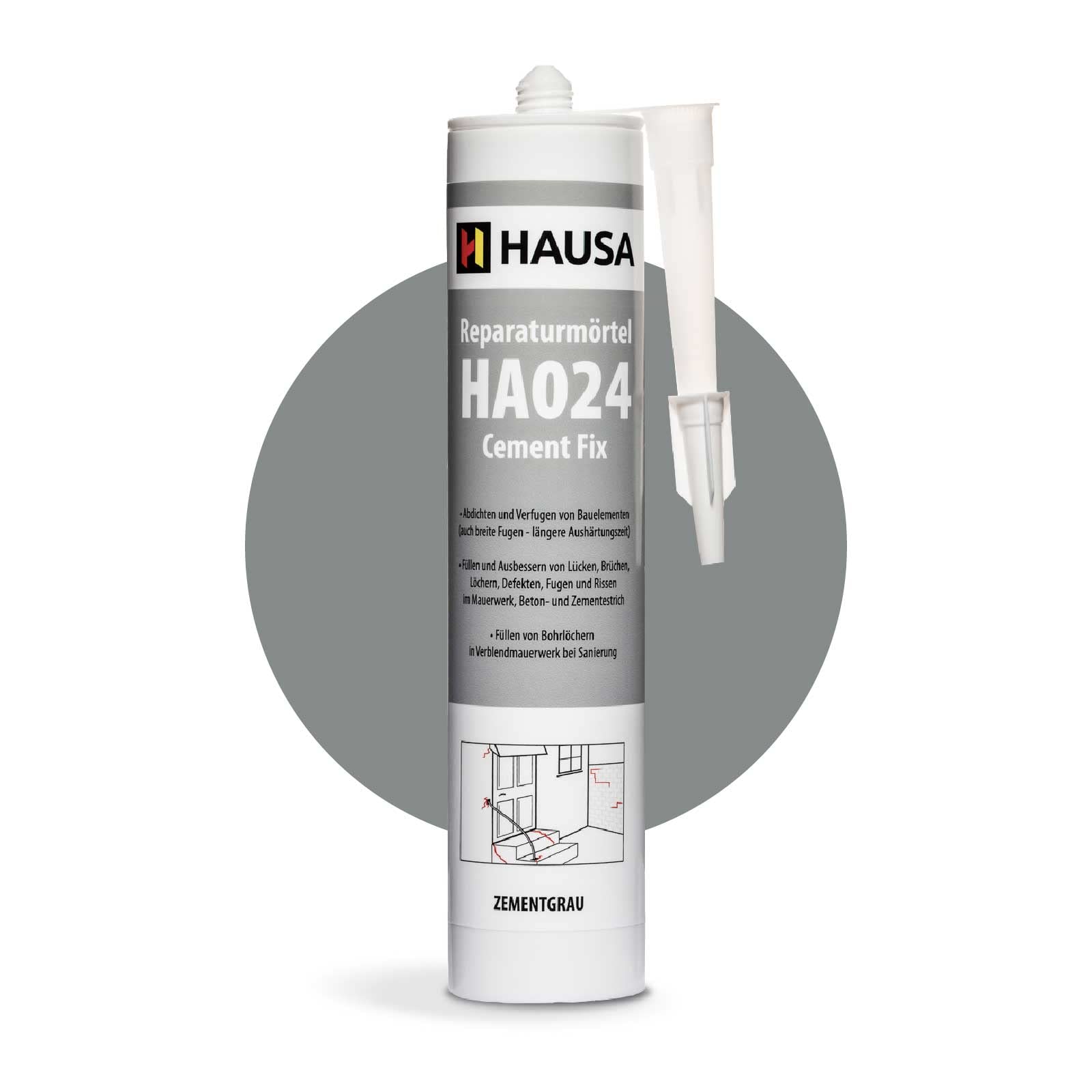 HAUSA Malta di riparazione Cement Fix HA024, 5 x 310 ml, grigio cemento, pronto all'uso per stuccatura, riempimento di fughe, rotture, cemento espresso per interni ed esterni, sigillante