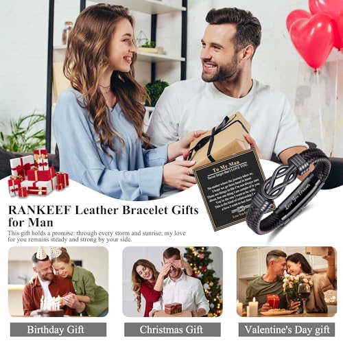 Pulsera de cuero trenzado para hombre RANKEEF miniatura 3