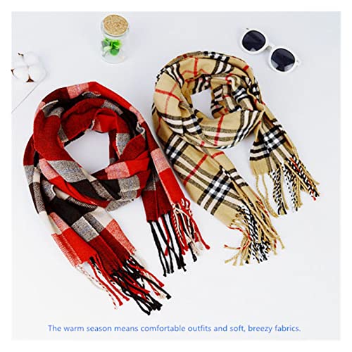 Xte Classic Tassel Cotton Scarfs Rectangle British Plaid Warm Scarf Comfortable Long Shawl All-Match Stitching Wrap Scarves (Color : K, Size : 30Cm*170Cm) #TOP5