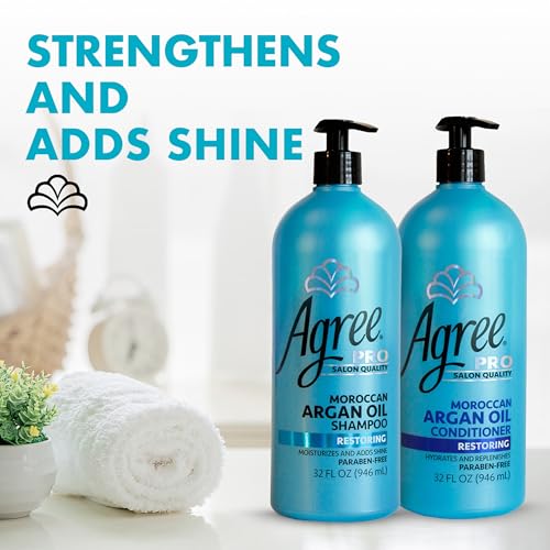 Agree Pro Moroccan Argan Oil Shampoo and Conditioner Set, Strengthens and Adds Shine, 32oz each
