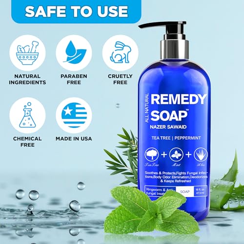 Nazer Sawaid 16 Ounce Tea Tree Oil Remedy Soap Body Wash For Ringworm Treatment thumb #7
